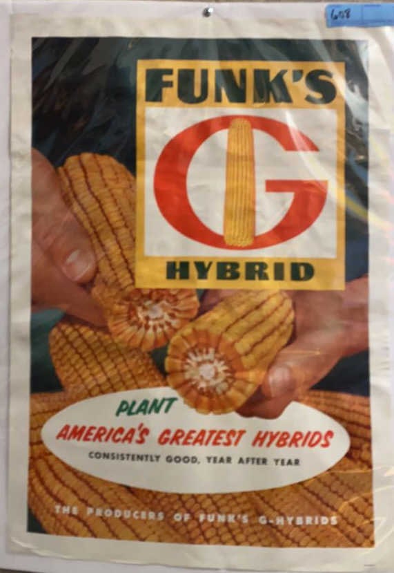 VINTAGE FUNKS G HYBRID CORN ADVERTISING POSTER: 28" X 20"