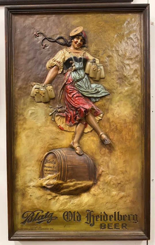 BLATZ OLD HEIDELBERN BEER EARLY 1900'S PLASTER  ADVERTISING SIGN (1 of 5)
