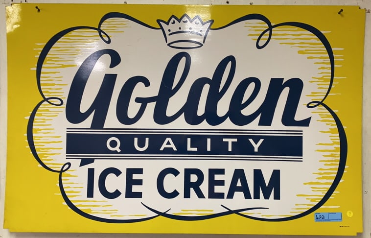 GOLDEN ICE CREAM ADVERTISING METAL SIGN (1 of 4)