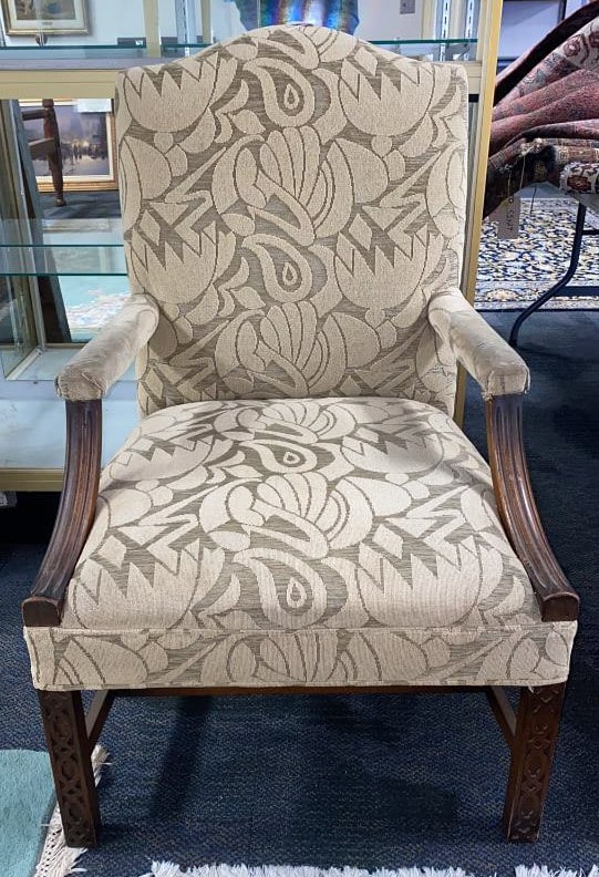 ANT CHINESE CHIPPENDALE CARVED OPEN ARM CHAIR: ~