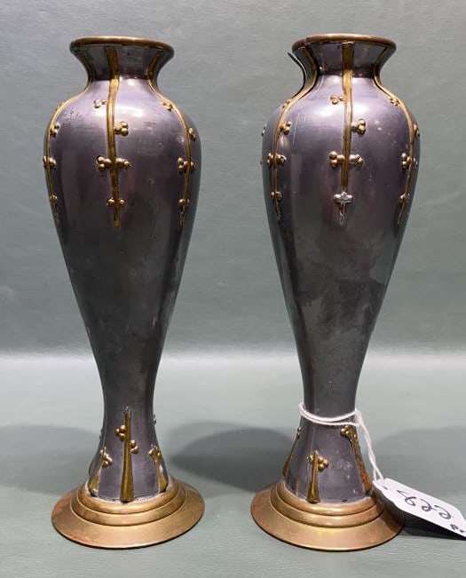 PAIR MIXED METALS VASES (1 of 3)