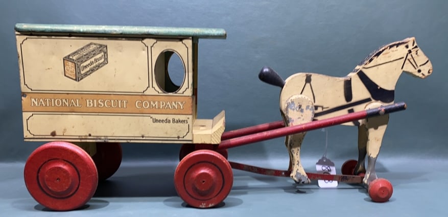 NATIONAL BUSCUIT CO WOOD & METAL WAGON TOY (1 of 5)