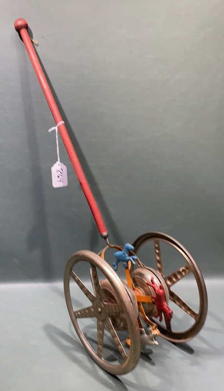 VINTAGE CHILD'S PUSH TOY W/ HORSES (1 of 5)