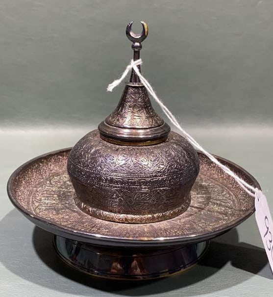 MIDDLE EASTERN SILVER INKWELL W/ HALLMARKS (1 of 4)
