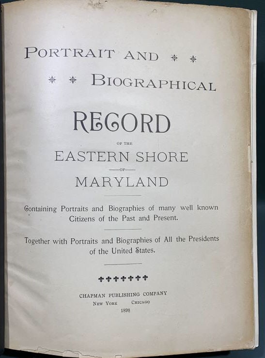 EASTERN SHORE OF MARYLAND RECORD BOOK ~ 1898 (1 of 4)