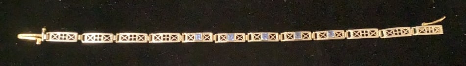 14 KT GOLD BRACELET W/ 5 SAPPHIRES (1 of 4)