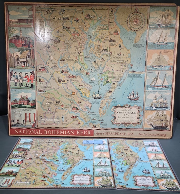 NATIONAL BOHEMIA BEER MAP & 2 PLACE MATS: ~