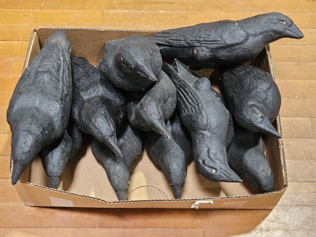 11 PAPER MACHE CROW DECOYS (1 of 2)