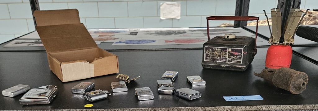 MILITARY LIGHTER & FAKE BOMB LOT (1 of 4)