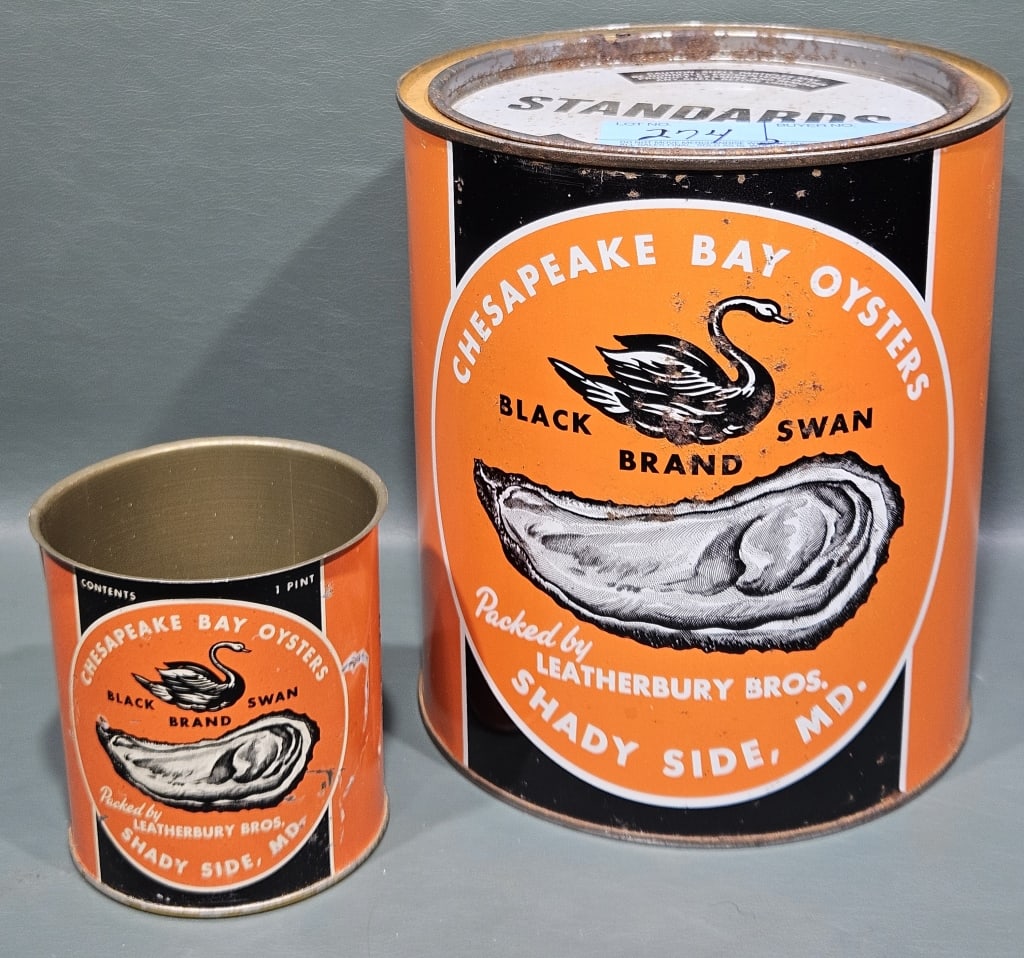 BLACK SWAN 1 GALLON & PINT OYSTER CAN (1 of 3)