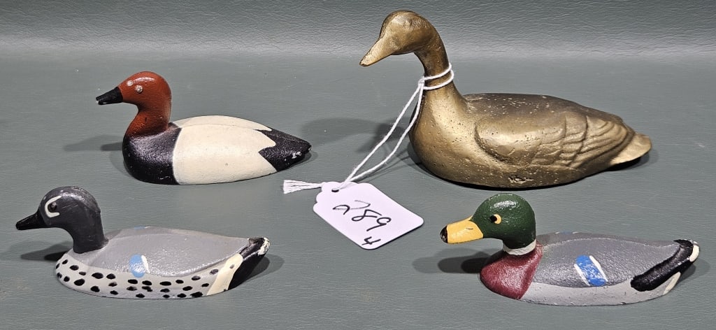 4 VARIOUS MINIATURE METAL DECOYS: ~