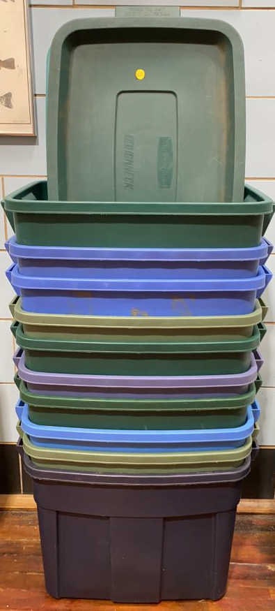 LARGE LOT OF STORAGE "DECOY" TOTES: 10 total