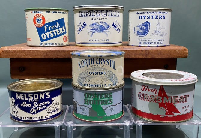 7 VARIOUS OYSTER / CRABMEAT CANS (1 of 5)