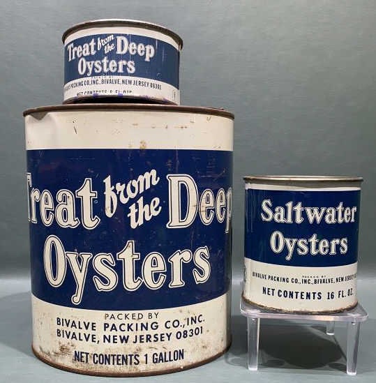 TREAT FROM THE DEEP SET OF THREE OYSTER CANS (1 of 3)