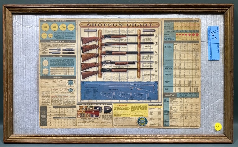 FRAMED "SHOT GUN CHART" CHEVROLET ADVERTISING: 22 1/2" x 13 1/2"