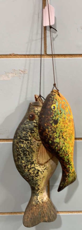 2 RANDY HOFMAN CARVED WOODEN FISH: ~