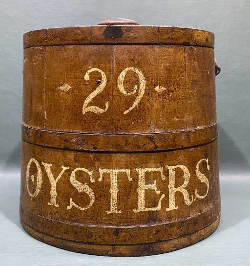 ANTIQUE 1 GALLON WOODEN OYSTER CONTAINER (1 of 6)