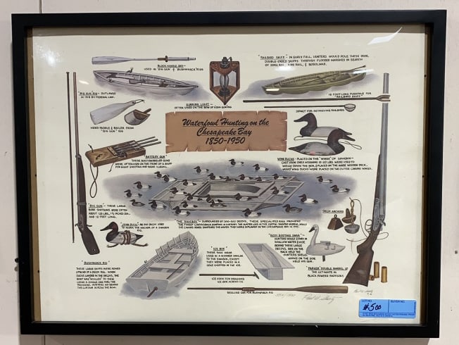 PAUL SHERTZ"WATERFOWL HUNTING ON THE CHESAPEAKE": 1850-1950 - 25" x 19?