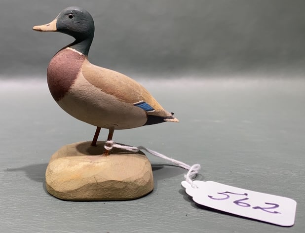 GEORGE WINTERS MINI MALLARD ON BASE: MADE FOR AMBERCROMBIE & FINCH - 3" TALL