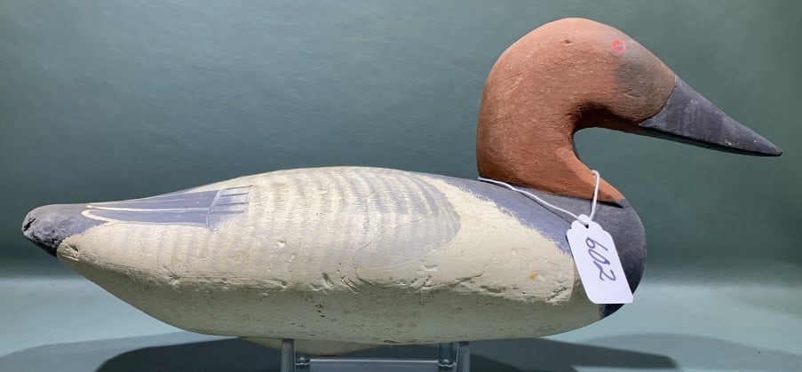 OSCAR MOXLEY CANVASBACK DRAKE DECOY: PAINTED BY LIBERATOR