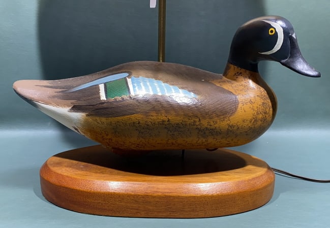 CAPT HARRY JOBES BLUE-WINGED TEAL LAMP: SIGNED & DATED 1979