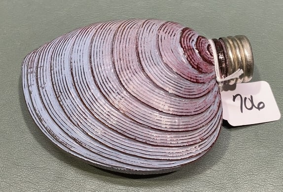 CLAM SHELL WHISKEY FLASK: ~