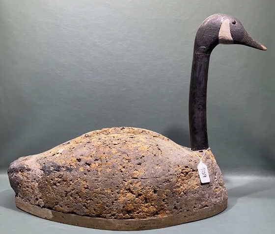 VINTAGE HIGH HEAD CORK GOOSE DECOY: ~