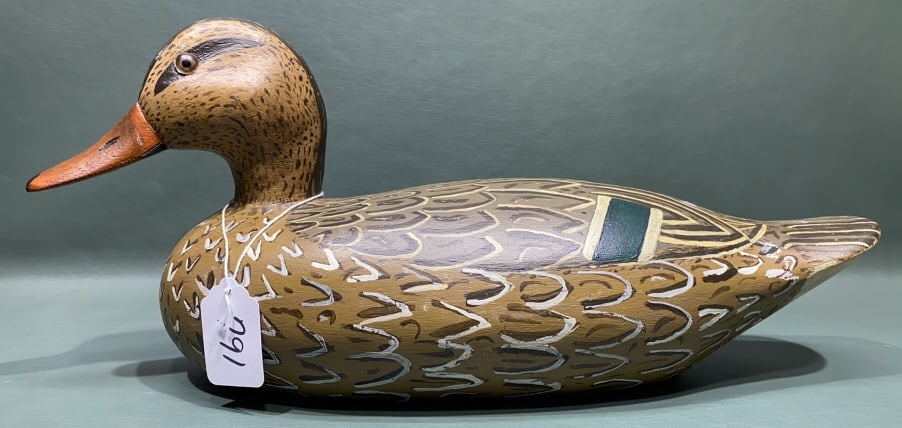 WM NELSON POTTER MALLARD HEN DECOY: 1983 - 15" LONG
