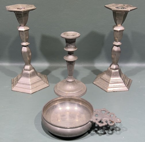 CANDLESTICK & PORRINGER LOT: ~