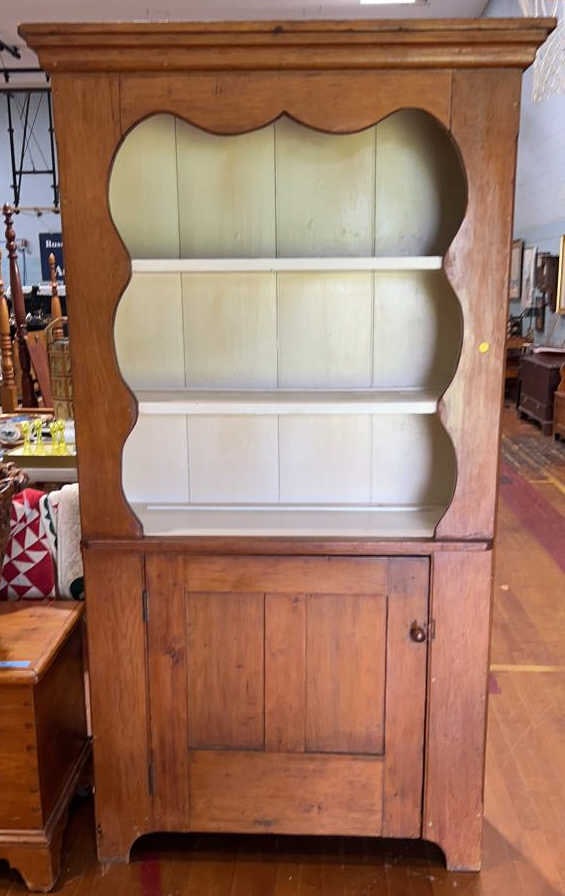 ANTIQUE PINE ONE PIECE CUPBOARD W/ OPEN TOP (1 of 4)