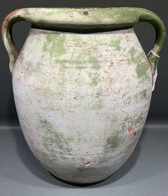REDWARE DOUBLE HANDLED STONEWARE CROCK (1 of 4)