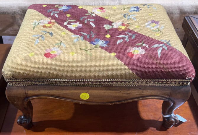 SMALL FRENCH NEEDLEPOINT STOOL (1 of 4)
