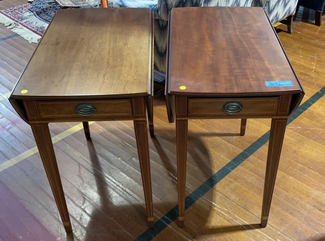 PR OF KITTINGER OLD DOMINION INLAID MAH. PEMBROKES: 30" X 18" X 29 1/2"