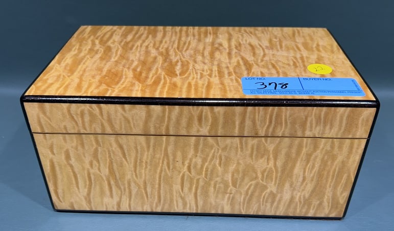 CONTEMPORARY TIGER MAPLE DRESSER BOX (1 of 3)