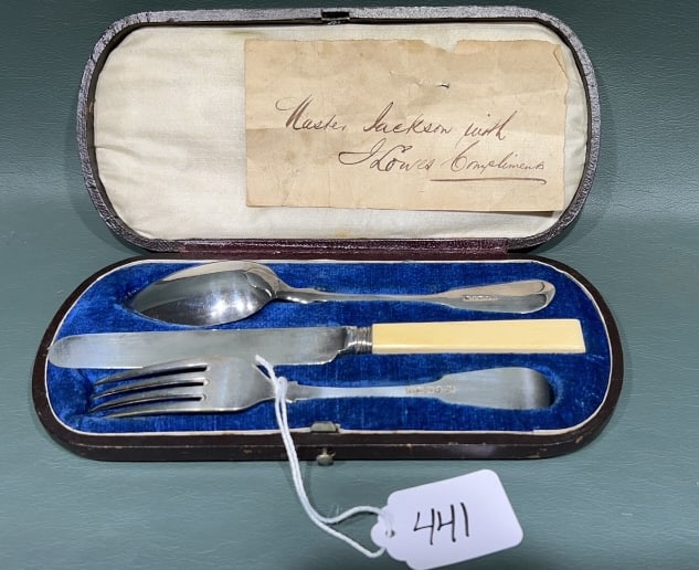 ANTIQUE ENGLISH FLATWARE SET IN BOX W/ HALLMARKS (1 of 5)