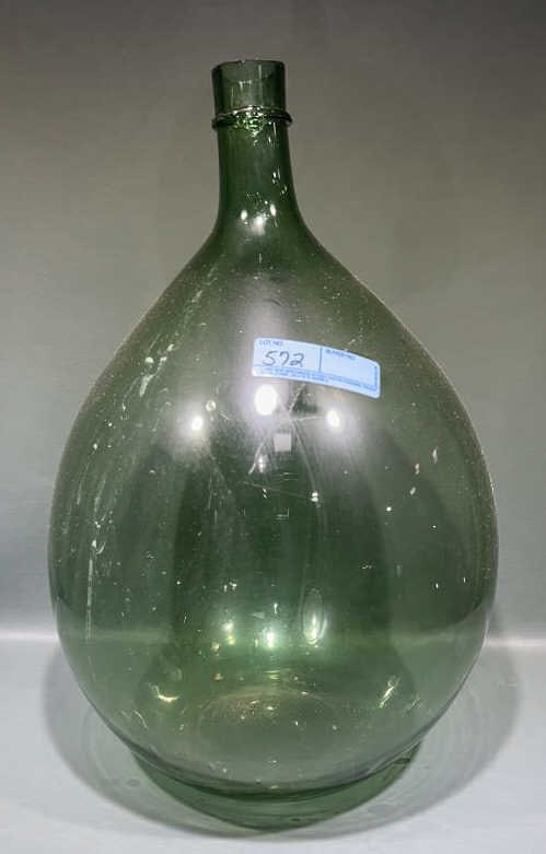 LARGE HAND BLOWN GREEN DEMI JOHN JAR (1 of 6)