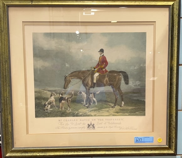 COLORED ENGRAVING "THE TRAVERSER": 30-1/2" x 27-1/2"