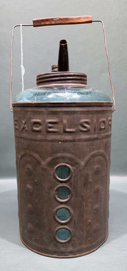 KEROSENE CONTAINER IN RARE BLUE BOTTLE (1 of 4)