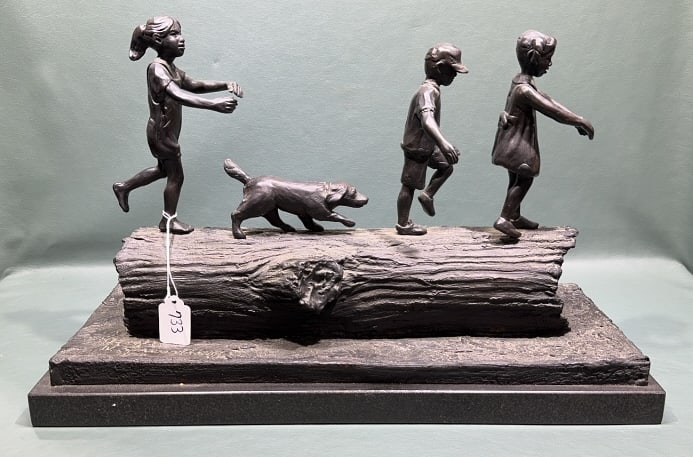 W STANLEY PROCTOR BRONZE OF CHILDREN & DOG (1 of 6)