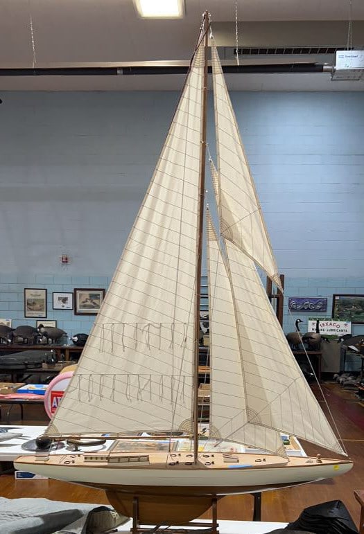 LARGE WOODEN MODEL OF A SAILING SHIP