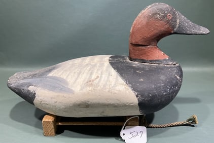 ROCK HALL CANVASBACK DECOY IN OLD WORKING REPAINT