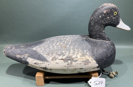 JESSIE URIE BLUEBILL DRAKE DECOY IN OLD WORKING RE