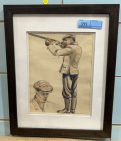 SIGNED WATERCOLOR OF A SHOOTER