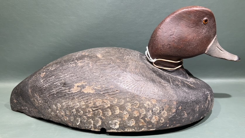 CARVED REDHEAD DECOY: ~ 15-1/2" X 7"