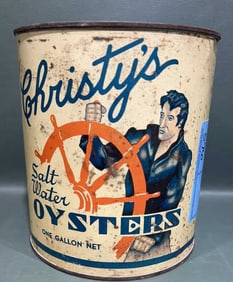 CHRISTY'S SALT WATER "ELVIS" GALLON OYSTER CAN