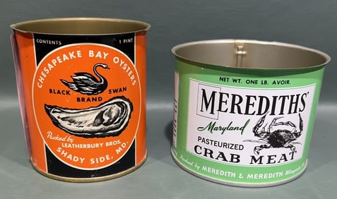 MEREDITH 1# CRAB MEAT CAN & BLACK SWAN PINT OYSTER