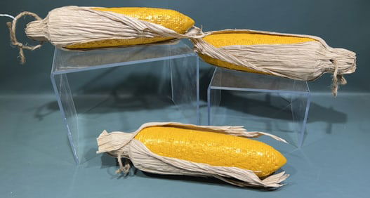 3 WOODEN CARVED CORN DECOYS