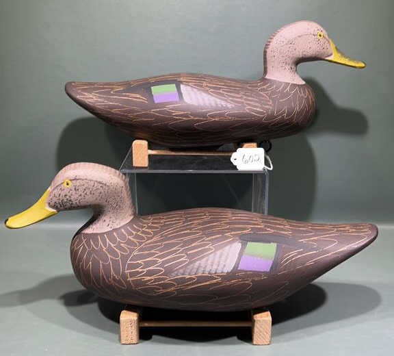 PAIR OF CAPT. HARRY JOBES BLACK DUCKS 1992: ~ 16-1/2" X 7-1/2"