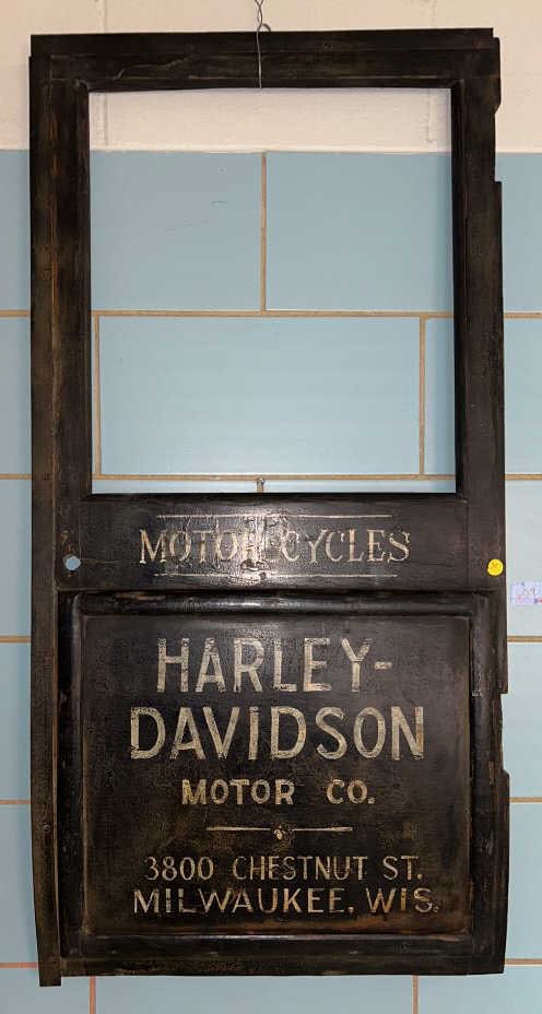 "HARLEY DAVIDSON" METAL & WOOD SIGN: 45" X 22"