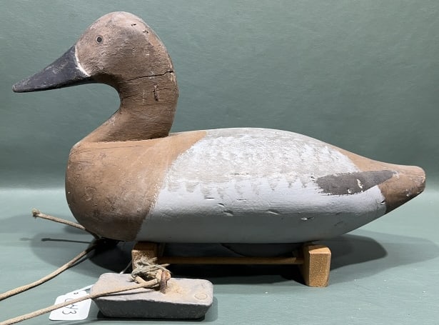JESSIE URIE CANVASBACK HEN IN OLD WORKING REPAINT: ~ 15" X 8-1/2"